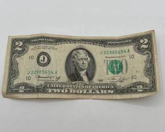 1504  1976 $2 Dollar Green Seal Banknote 