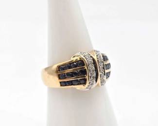 708  14K Gold Diamond and Topaz Ring, 6.40g 