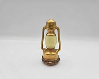 1952  Miniature Brass Lantern Limoges Trinket Box 
