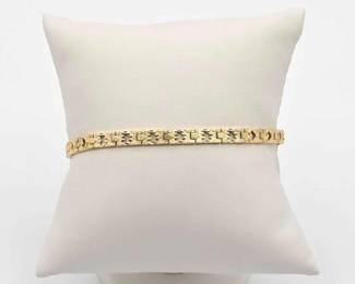 802  10K Gold Bracelet with Hearts, 4.6g 