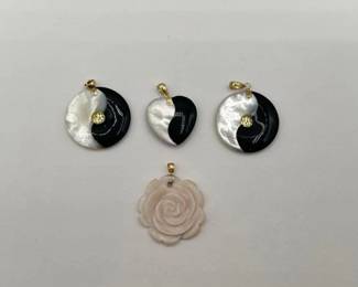 744  4 Pendants with 14k Gold Hardware, 13.91g 