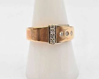 718  14K Gold Diamond Buckle Ring, 5.56g 