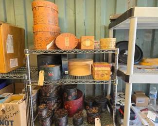 3506  Assorted Bobs Boxes Stackable Primitive and Design  Decor Boxes 