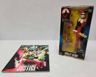 1834  NEW Harley Quinn Figurine and Justice League Kingdom Come Comic Book 