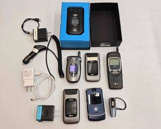 1938  6 Phones, Power Cords and Wireless Head Set 