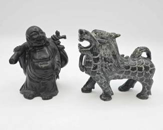 1914  Buddha and Foo Dog Figurine 