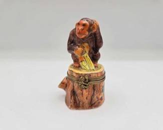 1964  Monkey with Bananas Limoges Trinket Box 
