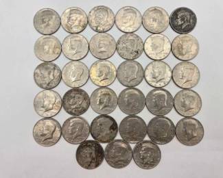 1516  33 Kennedy Half Dollar Coins 
