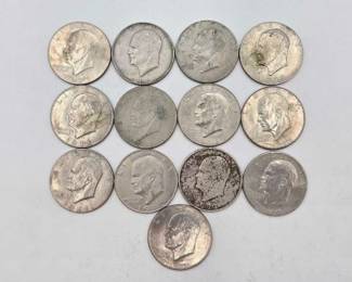 1512  13 Eisenhower Half Dollar Coins 
