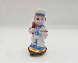 1974  Sailer Boy Limoges Trinket Box 