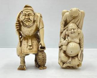 1900  2 Netsuke Figurines 