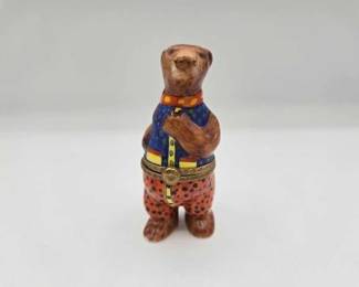 1966  Brown Bear Limoges Trinket Box 