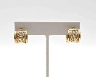 738  14K Gold Hinged Back Hoop Earrings, 3.17g 