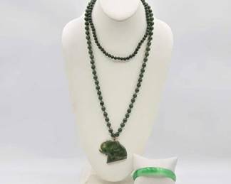 1006  Jadeite Necklaces, Bangle and Pendants 