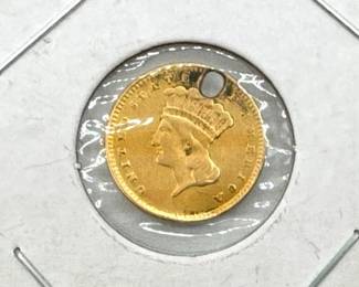 1200  1856 $1 Lady Liberty Head Gold Coin 