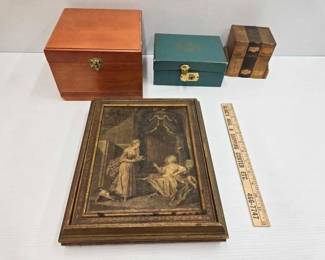 1926  2 Trinket Boxes, 2 Jewelry Box and Ruler 