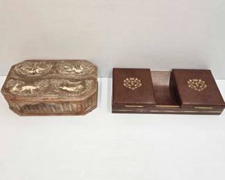 1924  Engraved Tricket Box  Jewelry Box with Coin Tray 