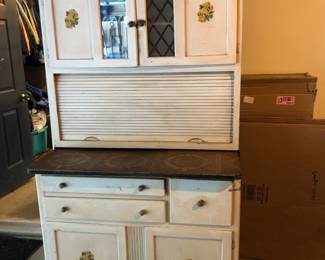 Art deco Hoosier,  Needs some TLC.  The tamboura  is intact if you need one!  Priced to sell.  Lots of storage.  Great for a potting table or on the porch for gloves & boots