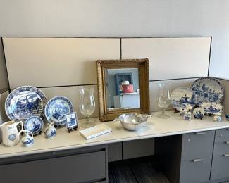 Blue and White Decor, Mirror, etc.