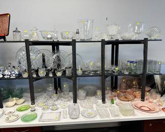 Crystal, Pink Depression glass