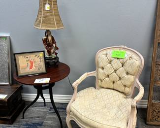 Antique Chair, Table, Lamps, etc.