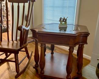 Pair Glass Top End Tables