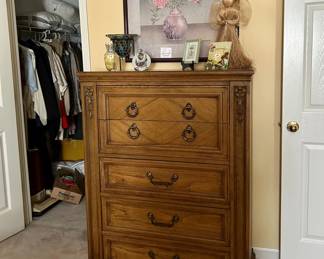 Pecan Wood 5 drawer Chest