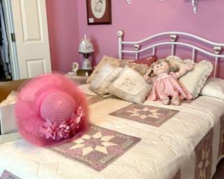 Hand Painted Brass Iron Bed with Mattress Box Springs