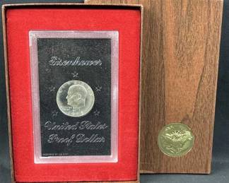1973-S Proof Silver Ike Dollar in Brown Box