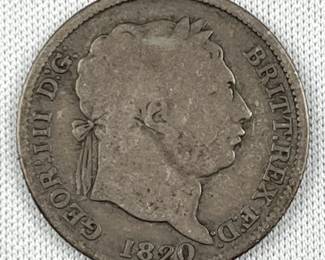 1820 Silver Great Britain Shilling Coin