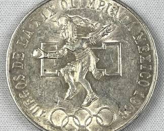 1968 Silver Mexico 25 Pesos, Olympics, AU