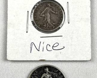 (2) 1912-1916 France Silver Coins