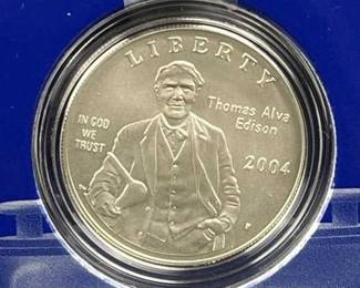 2004 Silver Dollar, Edison Collector Set, Light