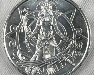 1oz Silver Aztec 'Water Deity' .999 Art Round