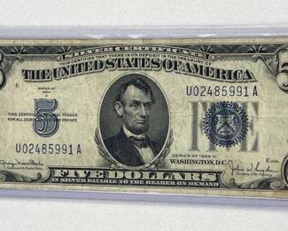 1934D US $5 Silver Certificate