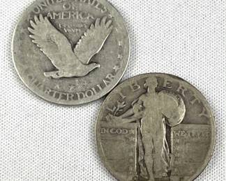 1926 & 1928-D Standing Lib. Silver Quarters