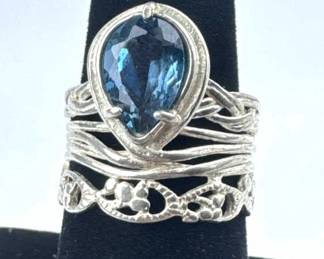 925 Silver Deep Blue Topaz Ring, Israel