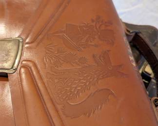 Closeup of leather satchel