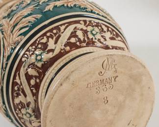 Base of rare antique German stoneware stein tankard with putti, possibly late 19th Century