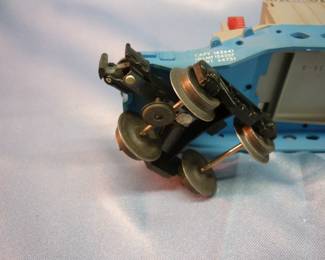 Closeup of Lionel Trains Missile Firing Car No. 6544, Post-War 1960-64, with original box and 4 missiles (#44-40), white stamped control panel, with instruction sheet