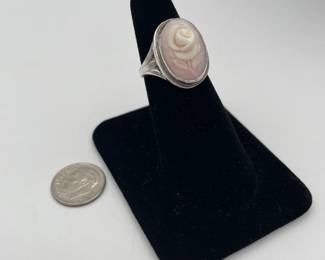 Rose cameo silver ring
