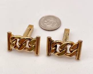 Pair of cufflinks by ANSON, gold tone metal, bracketed chain links design