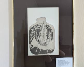 Framed original etching by American artist Nancy B. Frank