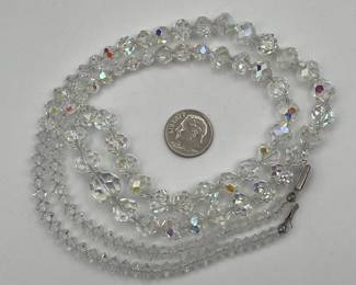 Another view of crystal bead necklace, made in Japan