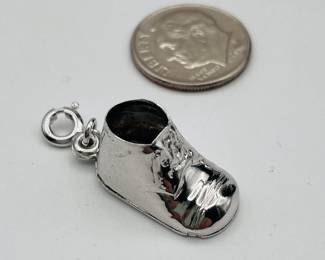 Sterling silver baby shoe charm
