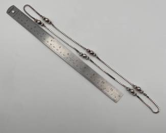 Another view of sterling silver (835) box chain and bead necklace
