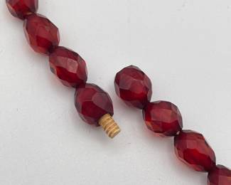 Clasp on one of the amber faceted beads necklaces