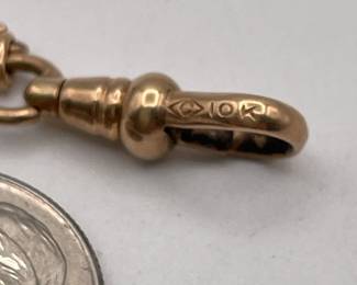 Closeup of 10kt gold watch chain