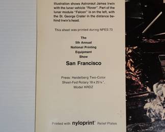 Closeup of scarce BASF poster w/ NASA moon landing image, printed 1973