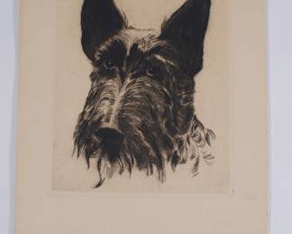 Josef Nuyttens (1885 - 1960) etching of a dog